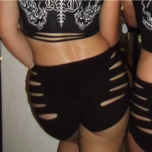 REVICE Black Festival mini shorts